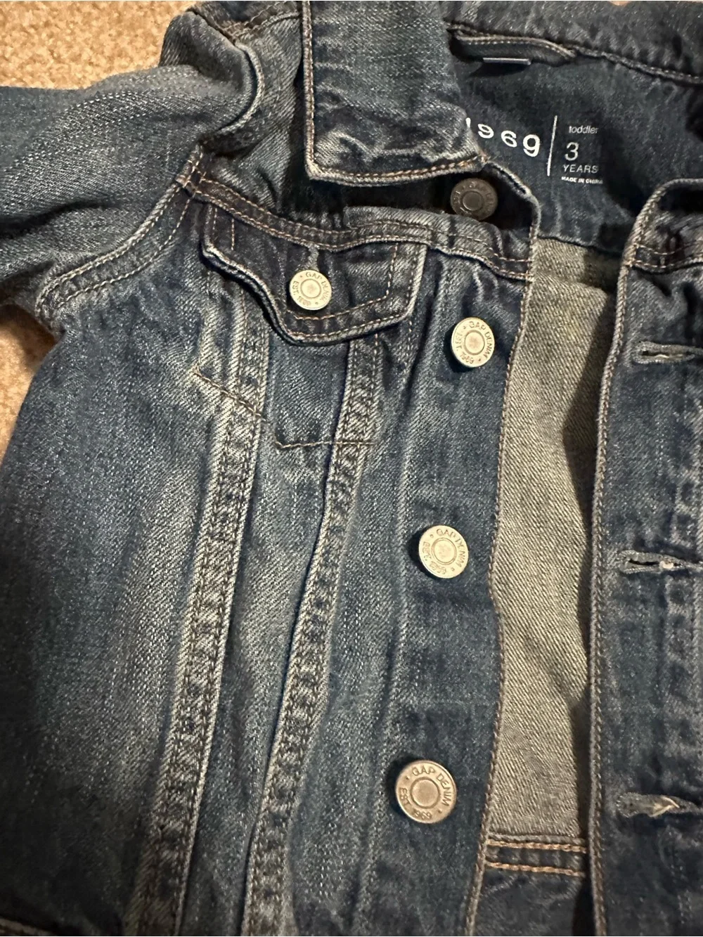 Vintage Baby Gap 1969 Toddler Size 3 Denim Jacket Hand-Painted Sunflower NWOT